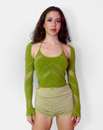 Green Halter Bolero Set