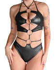 Black 4 - Ring Cutout Bodysuit - SUSPEX Rave Outfits