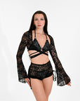 Black lace rave set with shrug.