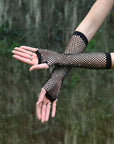 Black Rhinestone Fingerless Gloves