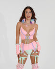 Cotton Candy Garter Belt Bikini Bottoms