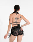 Black lace festival bikini top and bottom.