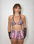 Pink Plaid Bikini Top