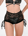 Lace shorts and garter belt set for festivals.