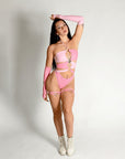 Pink 3 - Ring Cutout Bodysuit - SUSPEX Rave Outfits