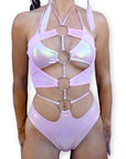 Pink 4 - Ring Cutout Bodysuit - SUSPEX Rave Outfits