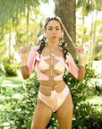 Pink 4 - Ring Cutout Bodysuit - SUSPEX Rave Outfits