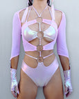 Pink Mesh O - Ring Sleeves - SUSPEX Rave Outfits