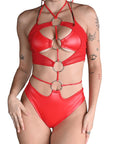 Red 4 - Ring Cutout Bodysuit - SUSPEX Rave Outfits