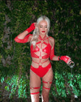 Red 4 - Ring Cutout Bodysuit - SUSPEX Rave Outfits