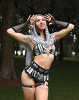 Black Rhinestone Fingerless Gloves