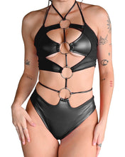 Load image into Gallery viewer, Black 4 - Ring Cutout Bodysuit - SUSPEX Rave Outfits
