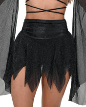 Cargar imagen en el visor de la galería, Black Pixie Mesh Mini Skirt - SUSPEX Rave Outfits
