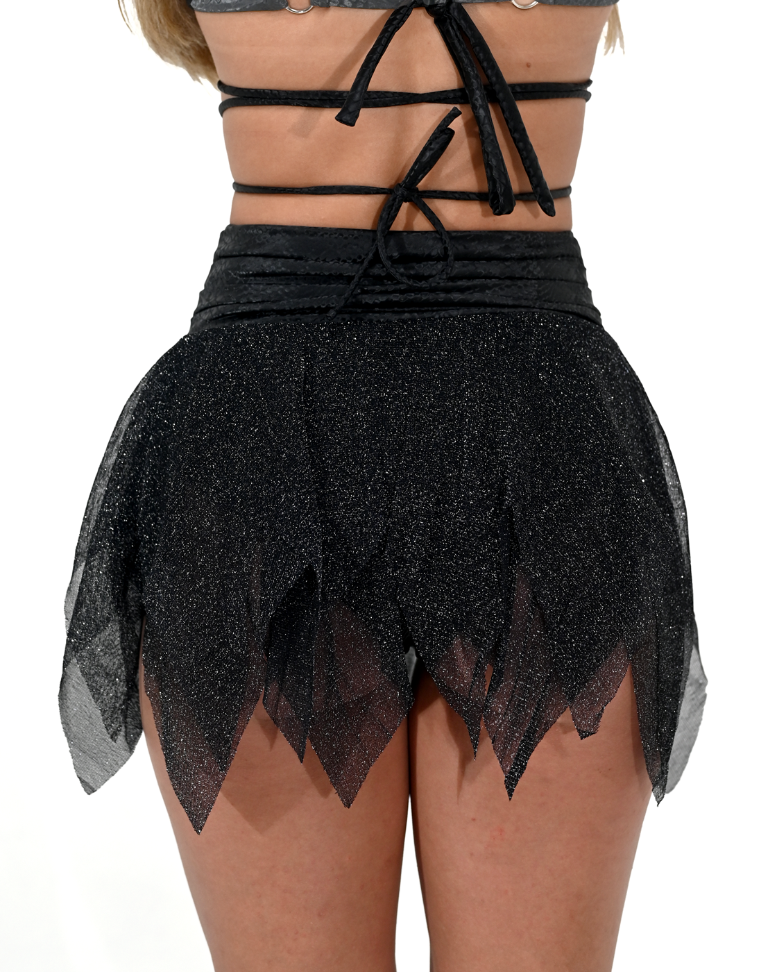 Black Pixie Mesh Mini Skirt