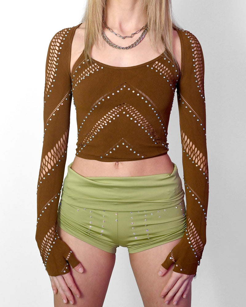 Brown Halter Bolero Set