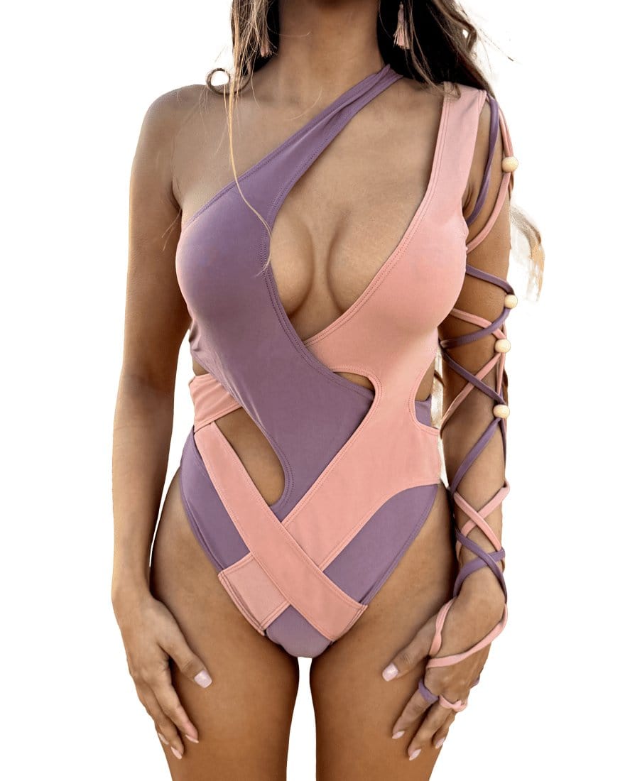 Mojave Mauve Strappy Desert Bodysuit - SUSPEX Rave Outfits