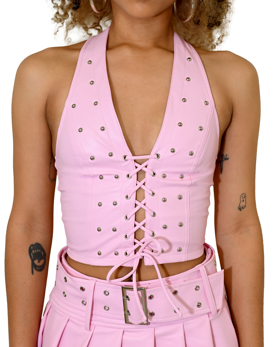 Pink Corset Halter Top