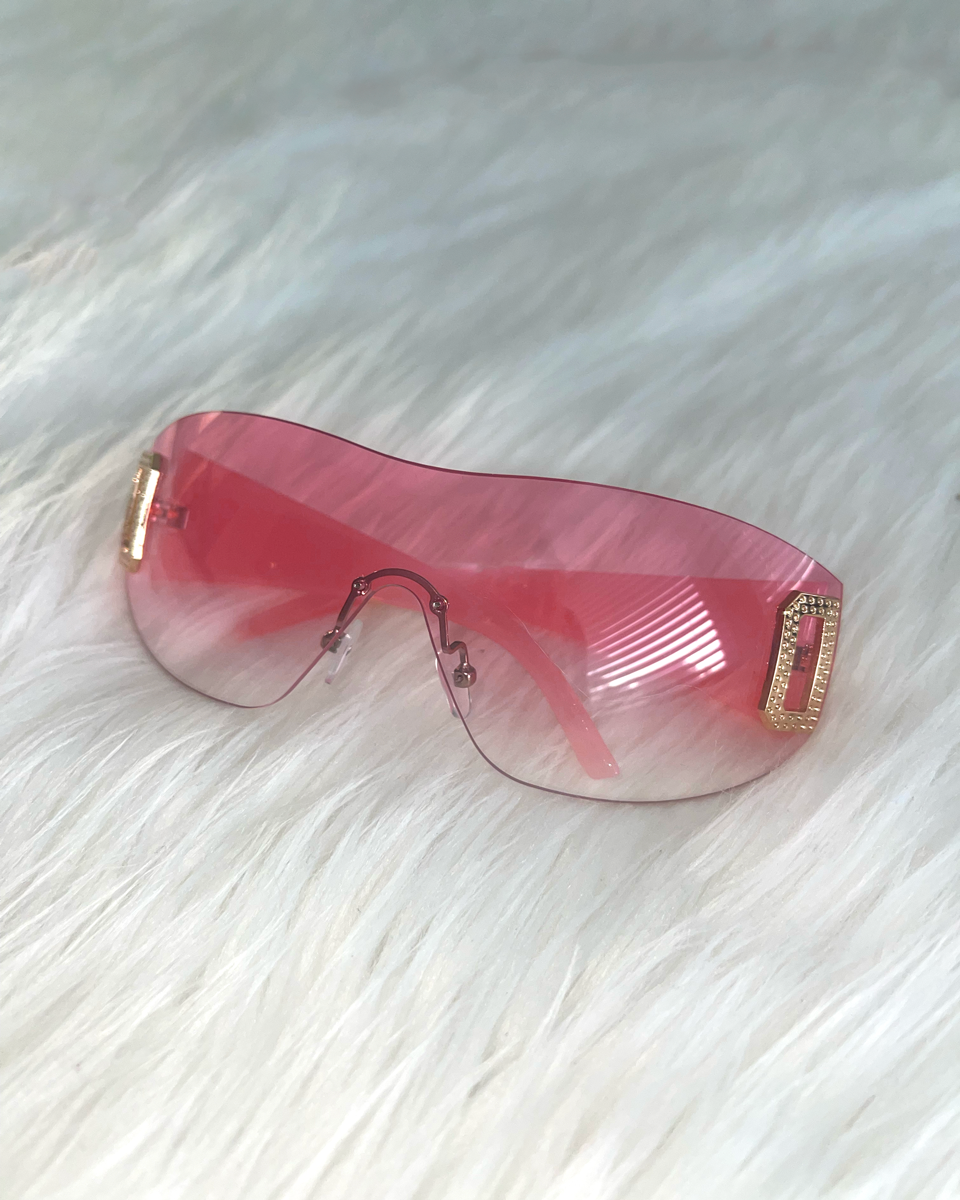 Neon Pink Shield Sunglasses