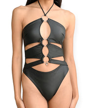 Load image into Gallery viewer, Black 3 - Ring Cutout Bodysuit - SUSPEX Rave Outfits
