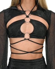 Load image into Gallery viewer, Black Keyhole Ring Tie Top - SUSPEX Rave Outfits
