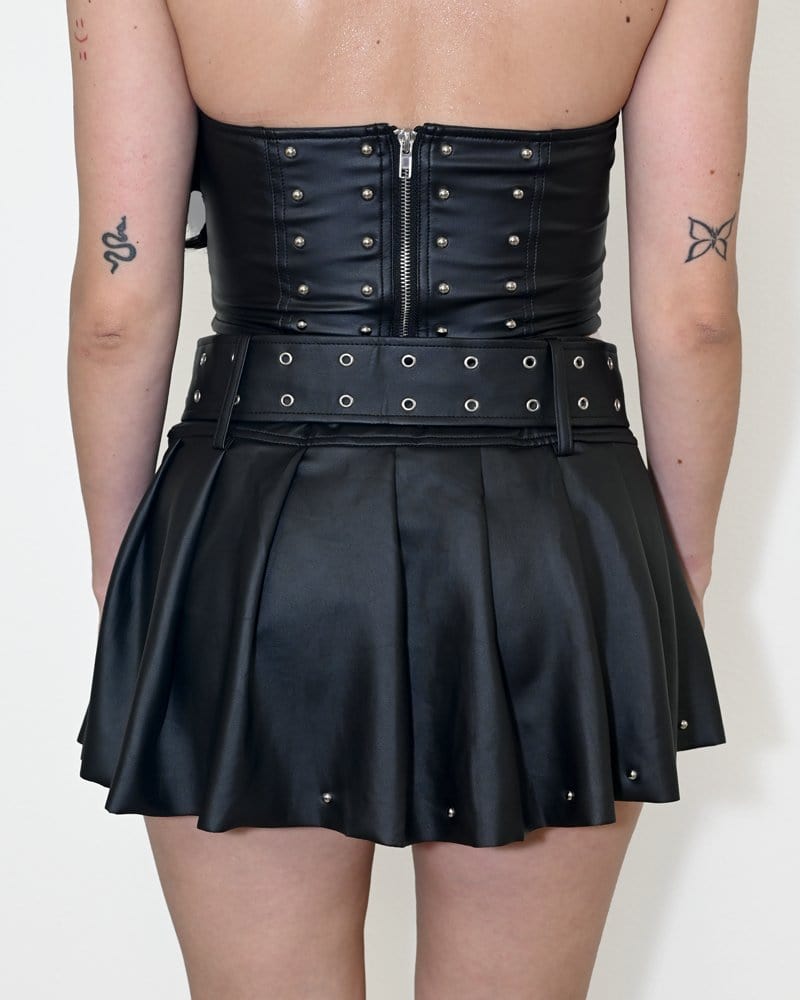 Black Belted Mini Skirt - SUSPEX Rave Outfits