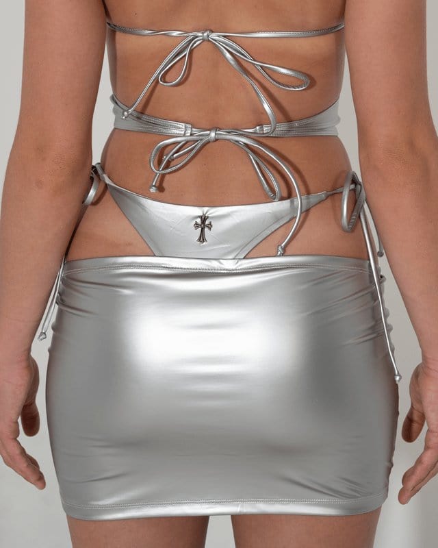 Metallic Built - In Bikini Mini Skirt - SUSPEX Rave Outfits