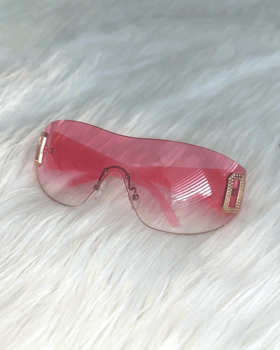 Neon Pink Shield Sunglasses - SUSPEX Rave Outfits