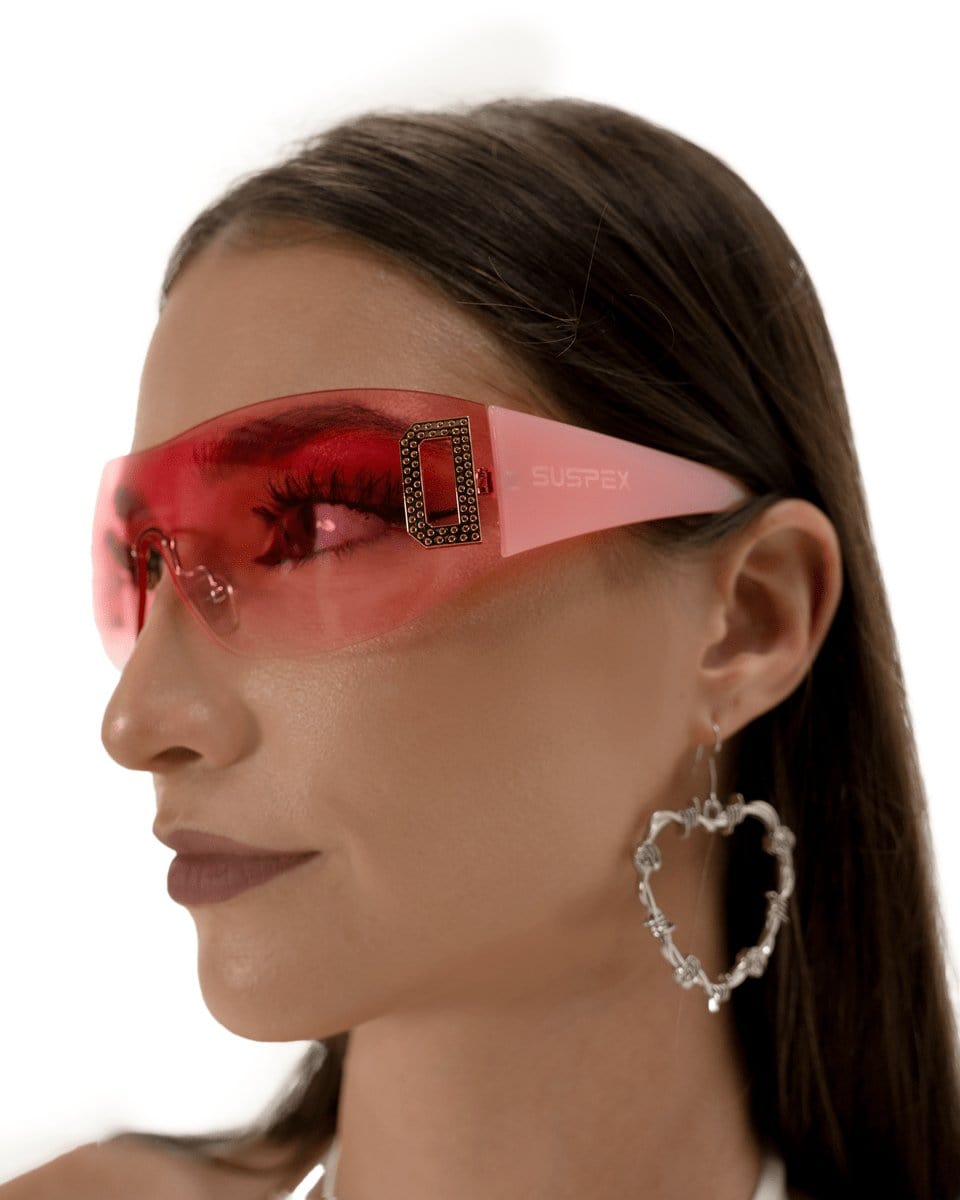 Neon Pink Shield Sunglasses - SUSPEX Rave Outfits