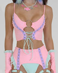Cotton Candy Lace-up Crop Top