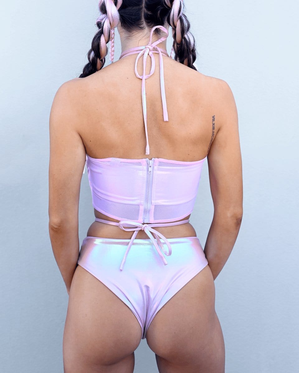 Pink 4 - Ring Cutout Bodysuit - SUSPEX Rave Outfits