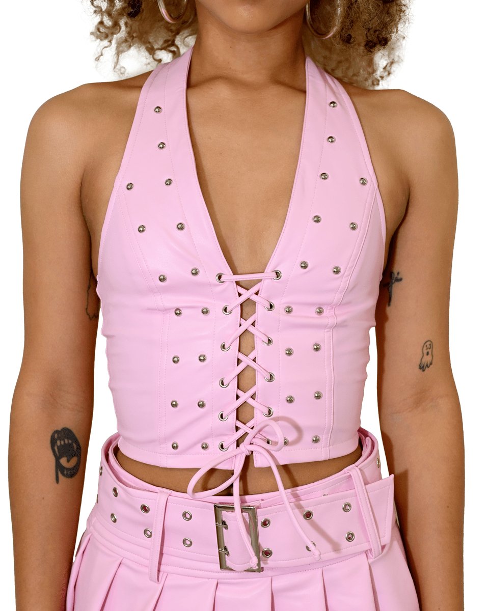 Pink Corset Halter Top - SUSPEX Rave Outfits