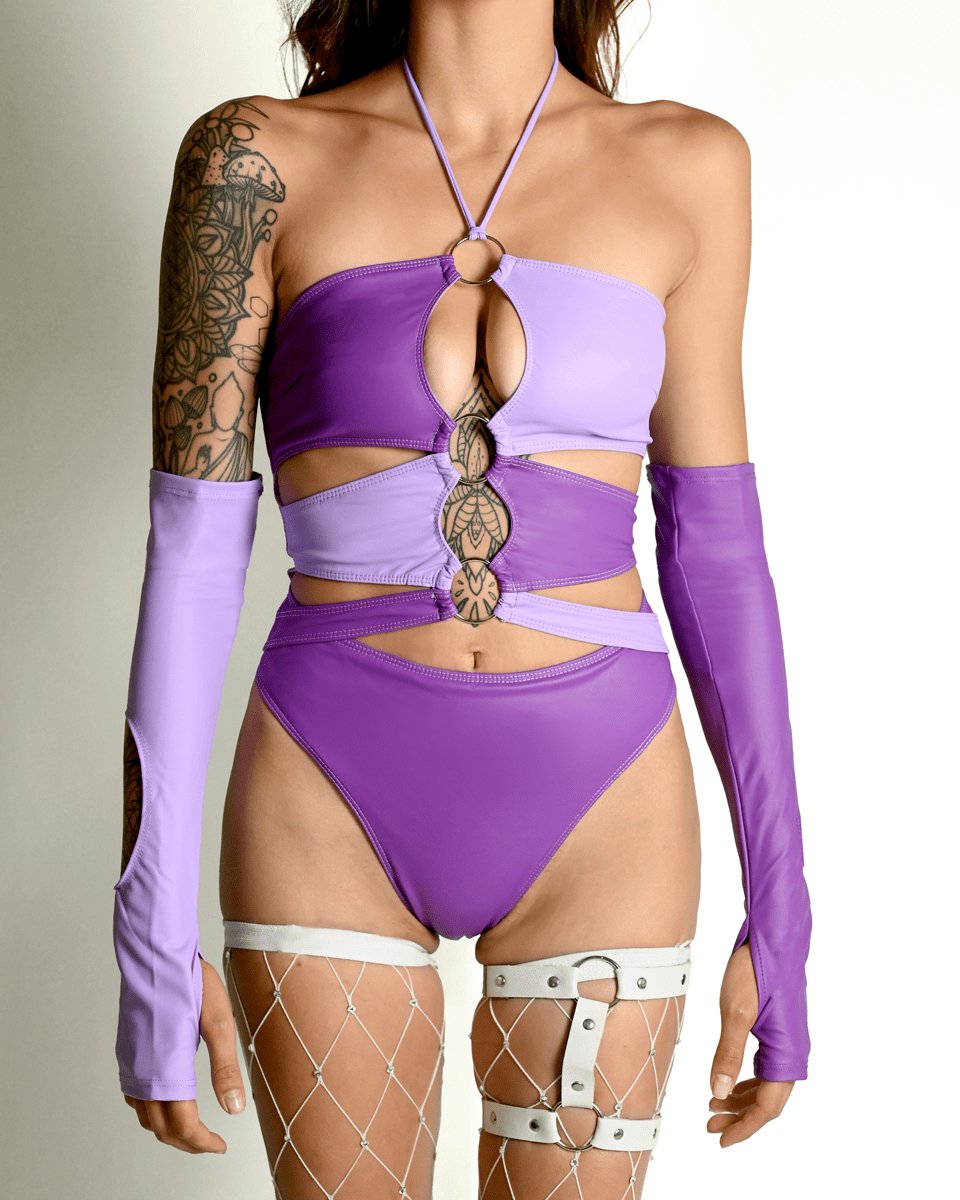 Purple Cutout Sleeves - SUSPEX Rave Outfits
