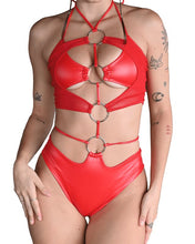 Load image into Gallery viewer, Red 4 - Ring Cutout Bodysuit - SUSPEX Rave Outfits
